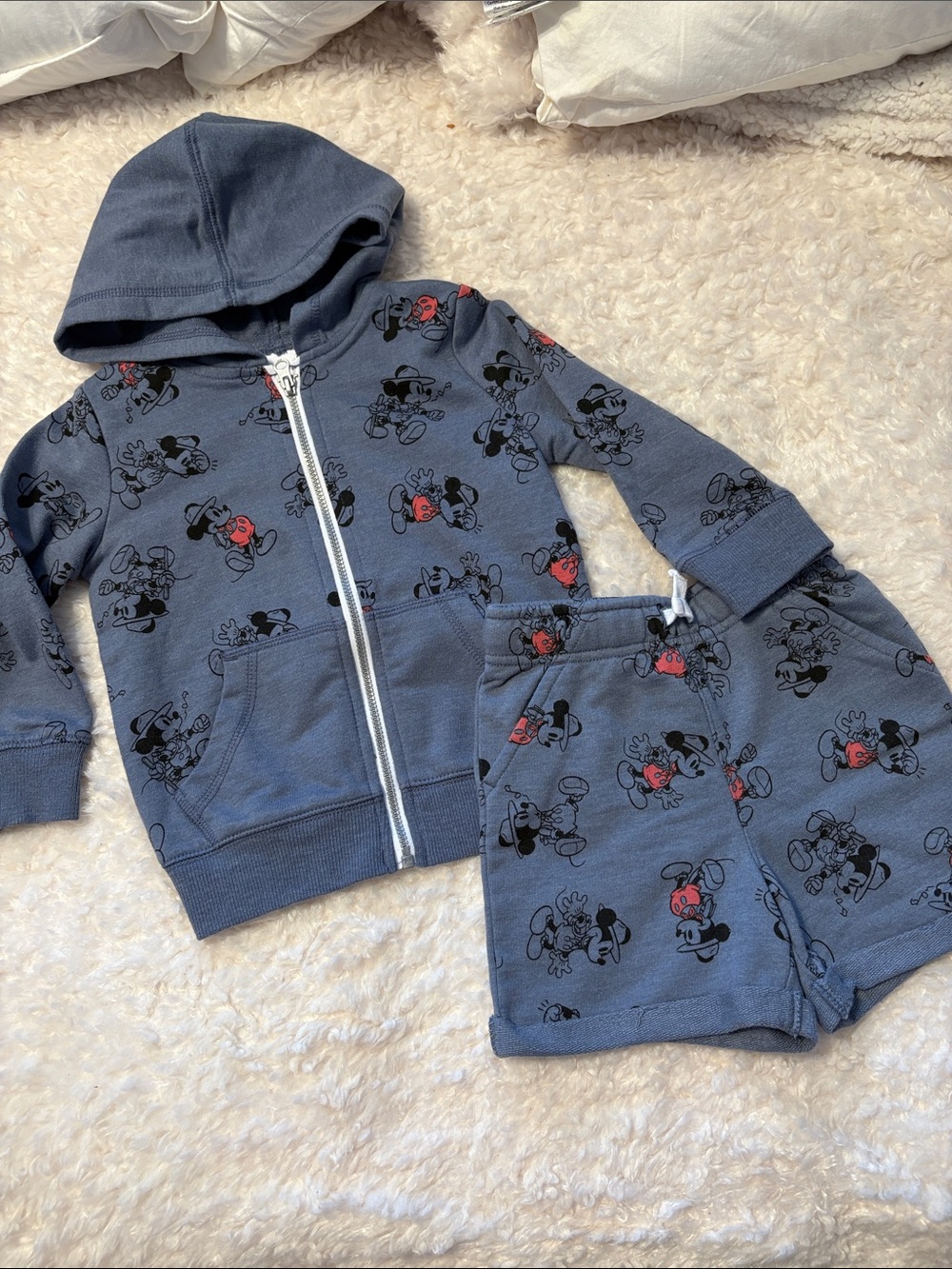 Jumping Beans Mickey Full Zip Hoodie and Shorts Set 18M